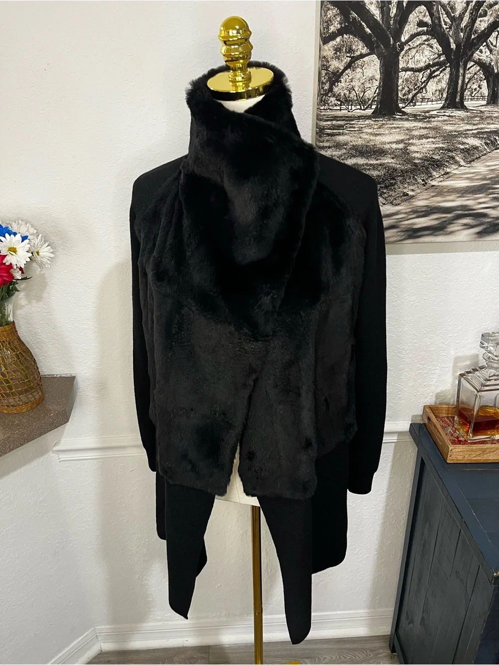 VTG Theory Portzia Cashwool Genuine Rabbit Cardigan Coat Small (TP/P)